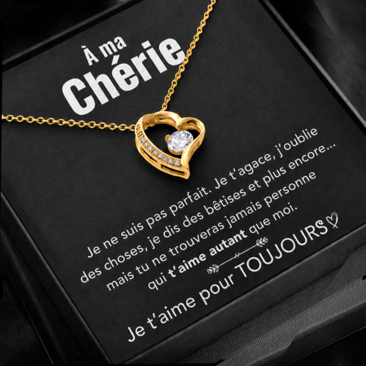 14k Collier cœur en or blanc - À mon Trésor - Élégant