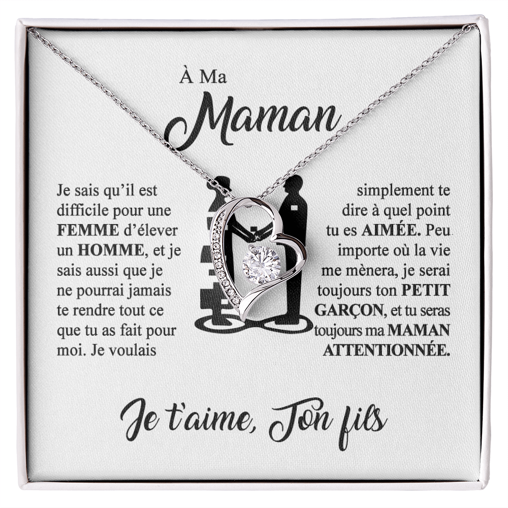 À ma Maman - Je t'aime - Collier cœur
