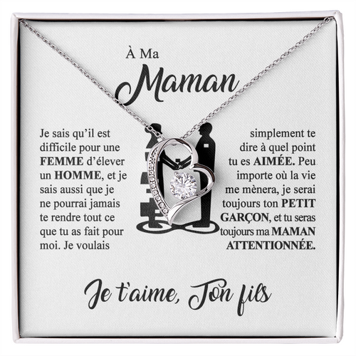 À ma Maman - Je t'aime - Collier cœur