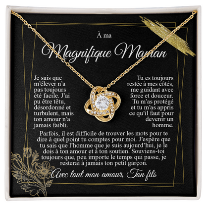 À ma Maman - Je t'aime de la part de mon fils - Collier nœud