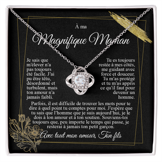 À ma Maman - Je t'aime de la part de mon fils - Collier nœud