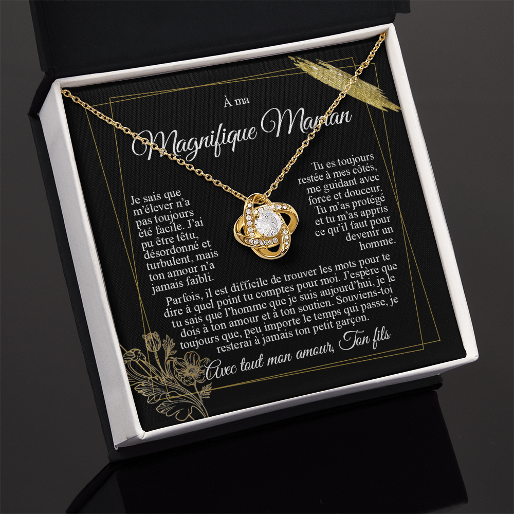 À ma Maman - Je t'aime de la part de mon fils - Collier nœud