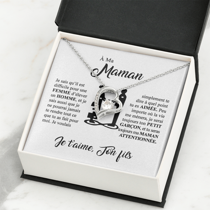 À ma Maman - Je t'aime - Collier cœur