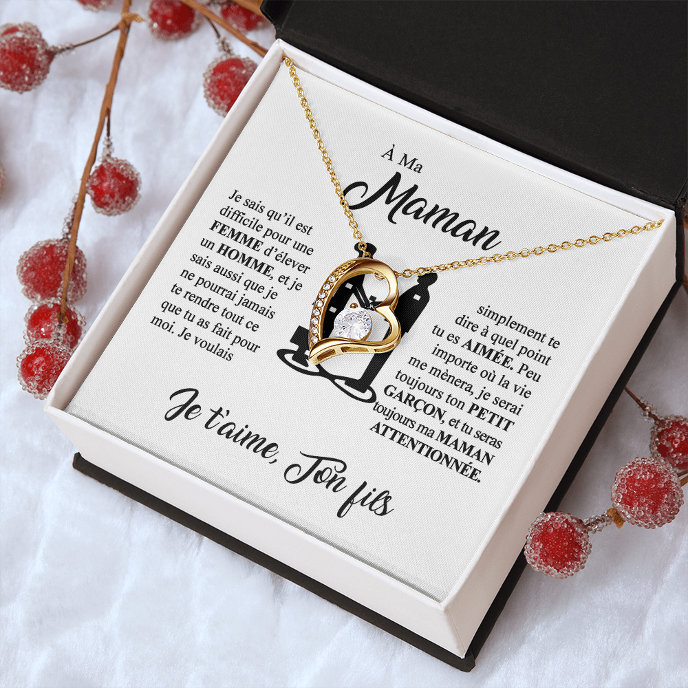 À ma Maman - Je t'aime - Collier cœur