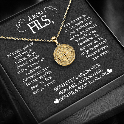 À mon Fils – "N’oublie jamais mon amour" – Collier boussole