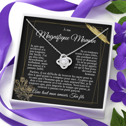 À ma Maman - Je t'aime de la part de mon fils - Collier nœud