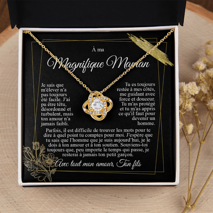 À ma Maman - Je t'aime de la part de mon fils - Collier nœud