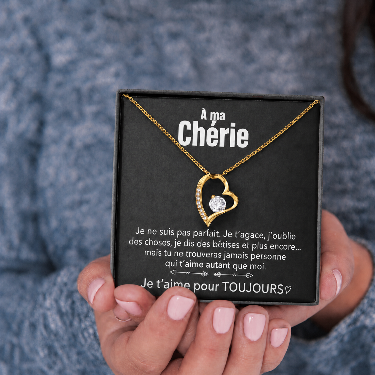 14k Collier cœur en or blanc - À mon Trésor - Élégant