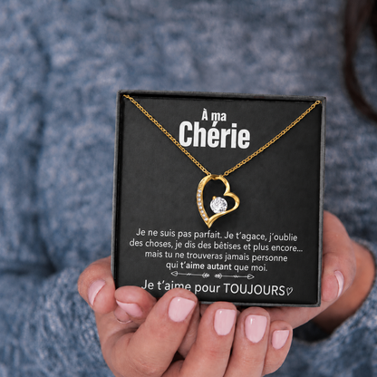 14k Collier cœur en or blanc - À mon Trésor - Élégant