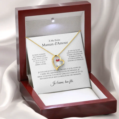 À Ma Petite Maman d'Amour - Collier avec pendentif coeur &amp; carte personnalisée