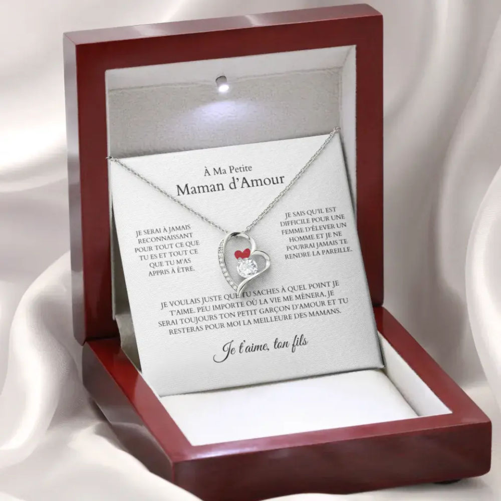 À Ma Petite Maman d'Amour - Collier avec pendentif coeur &amp; carte personnalisée