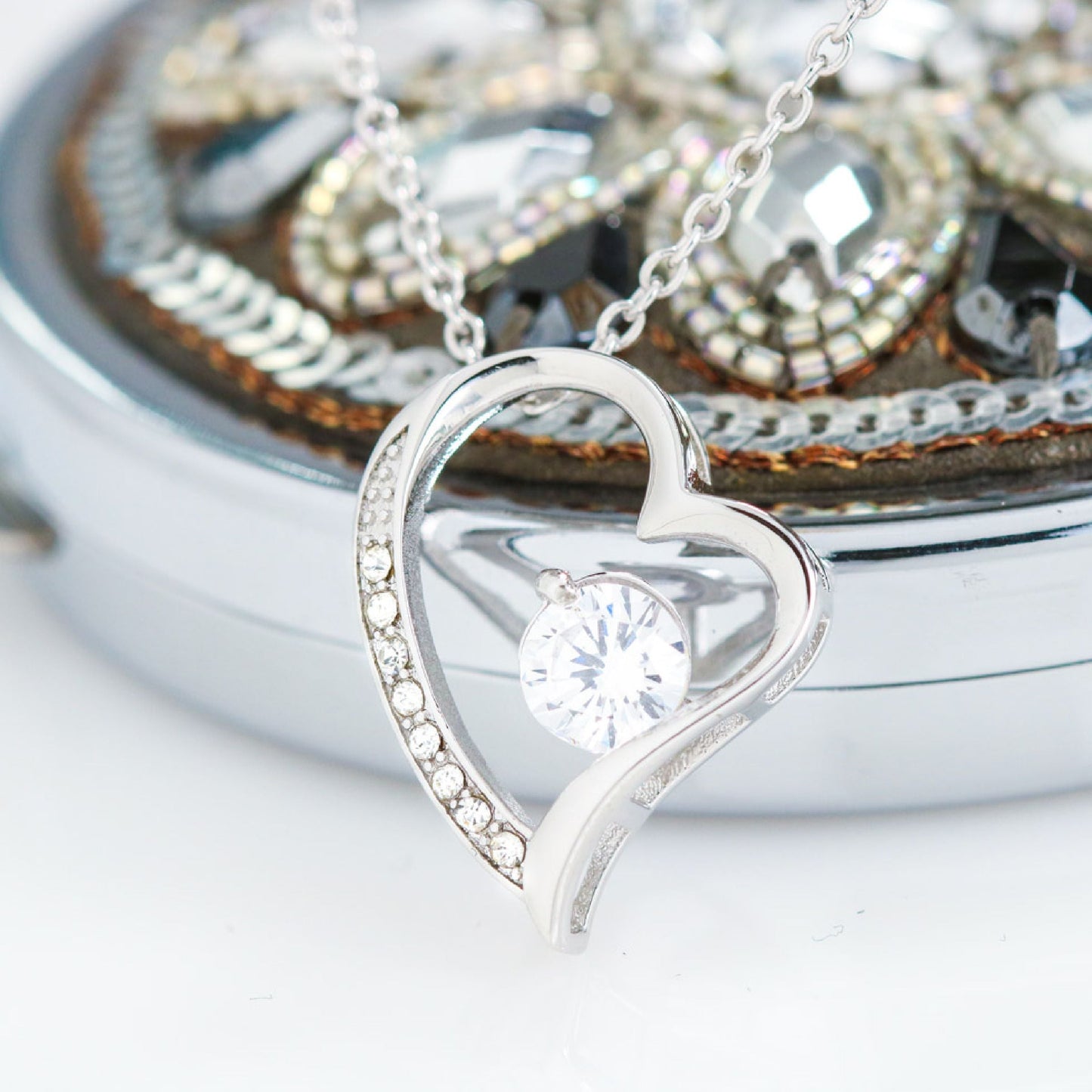 14k Collier cœur en or blanc - À mon Trésor - Élégant