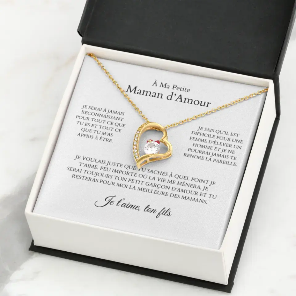 À Ma Petite Maman d'Amour - Collier avec pendentif coeur &amp; carte personnalisée