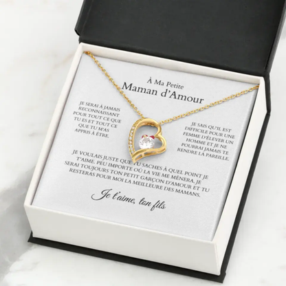 À Ma Petite Maman d'Amour - Collier avec pendentif coeur &amp; carte personnalisée