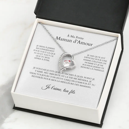 À Ma Petite Maman d'Amour - Collier avec pendentif coeur &amp; carte personnalisée
