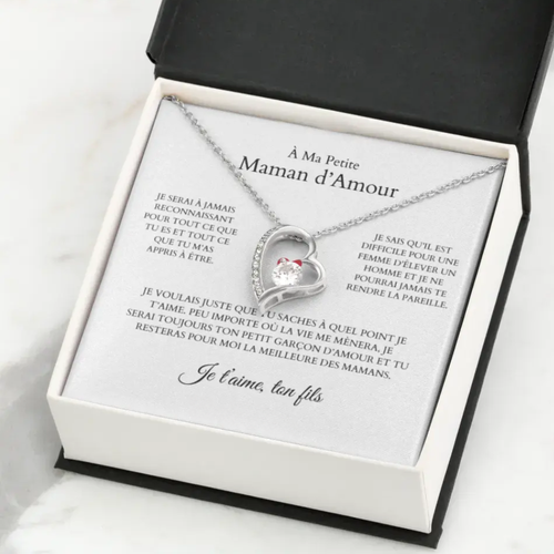 À Ma Petite Maman d'Amour - Collier avec pendentif coeur &amp; carte personnalisée