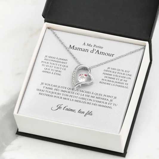À Ma Petite Maman d'Amour - Collier avec pendentif coeur &amp; carte personnalisée
