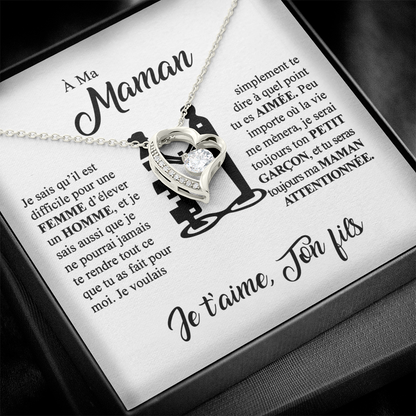 À ma Maman - Je t'aime - Collier cœur