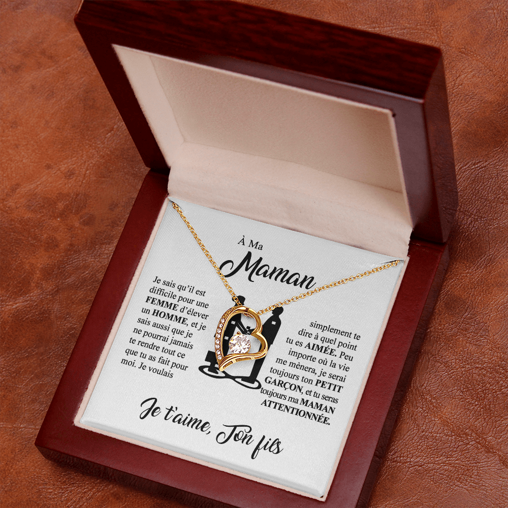 À ma Maman - Je t'aime - Collier cœur