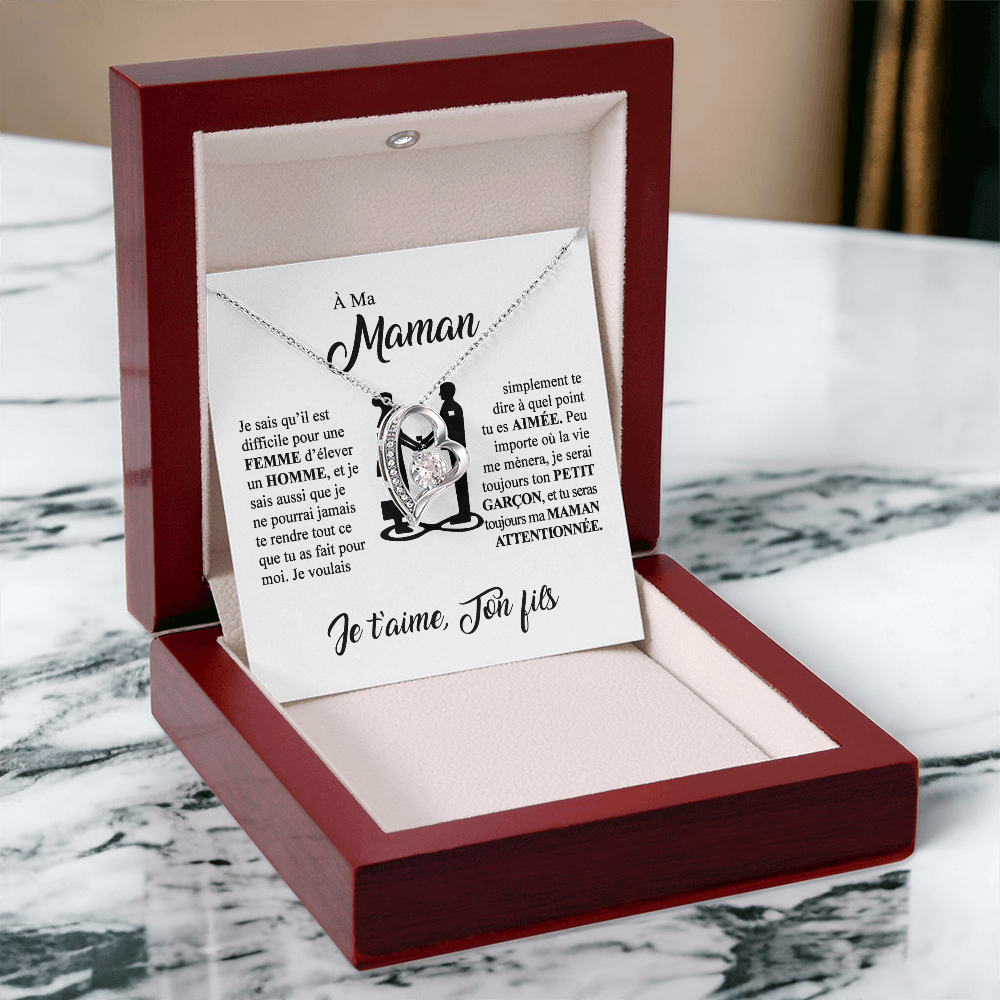 À ma Maman - Je t'aime - Collier cœur