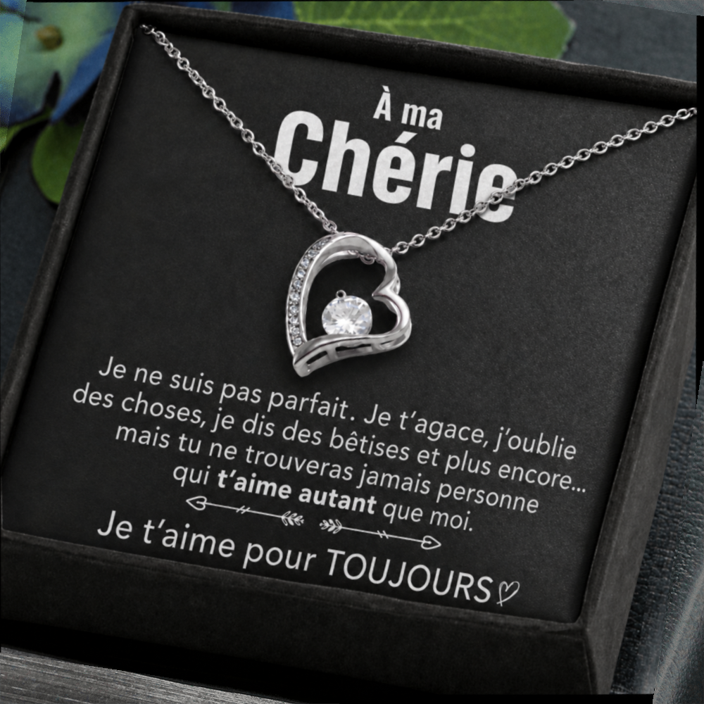 14k Collier cœur en or blanc - À mon Trésor - Élégant