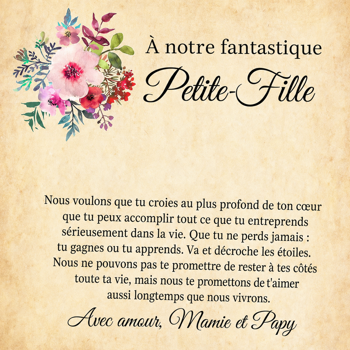 À notre Petite-fille - Deux cœurs à jamais unis, Mamie & Papy