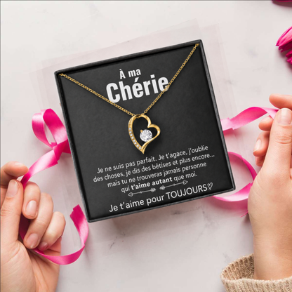 14k Collier cœur en or blanc - À mon Trésor - Élégant