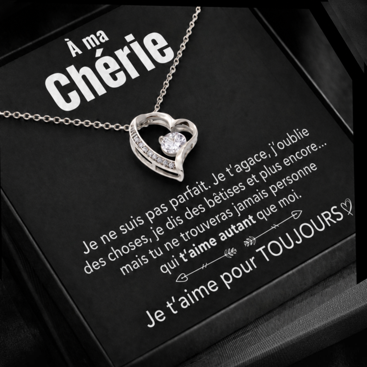 14k Collier cœur en or blanc - À mon Trésor - Élégant