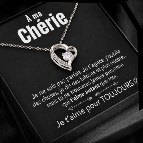 14k Collier cœur en or blanc - À mon Trésor - Élégant