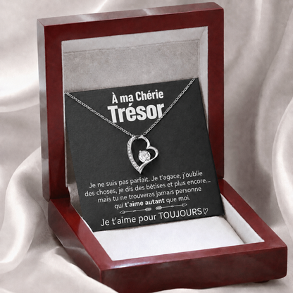14k Collier cœur en or blanc - À mon Trésor - Élégant