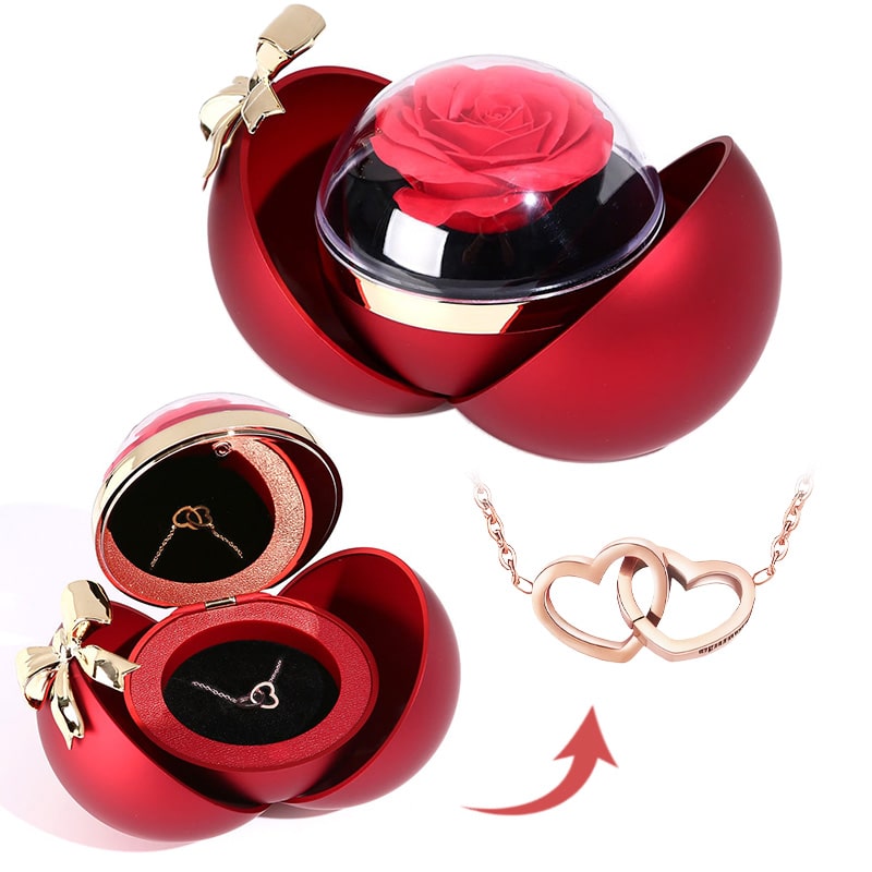 Boîte à bille rose - Avec gravure double chaîne cardiaque